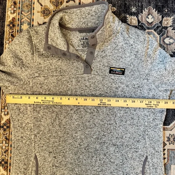L.L.Bean Women’s Heathered Gray 1/4 Snap Pullover Size Medium - Picture 8 of 11